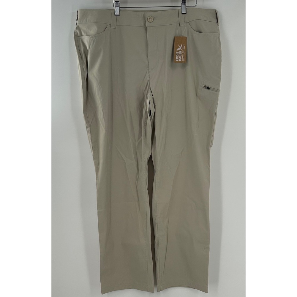 Eddie Bauer Rainier Pants 22W Pumice Tan Straight Leg UPF 50+ Hiking Outdoor NEW